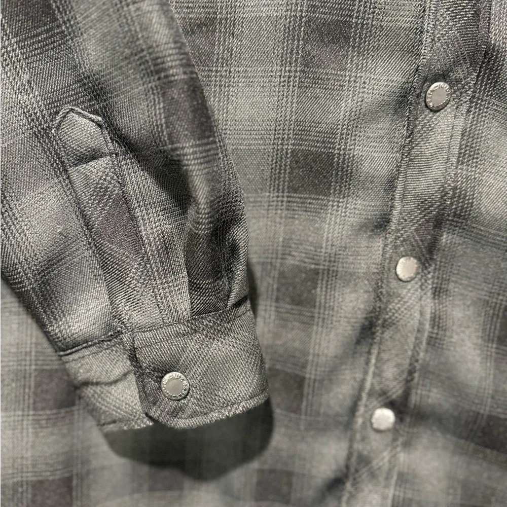 Dickies Fleece Lined Jacket mens XL 46-48 plaid gray black snap button up heavy - Picture 4 of 11